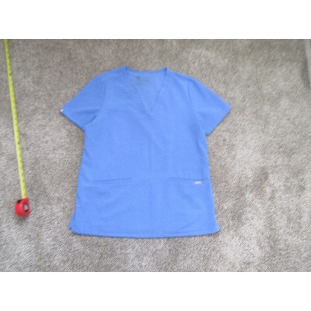 FIGS Technical Collection Scrub Top M Blue Solid Polyester Blend